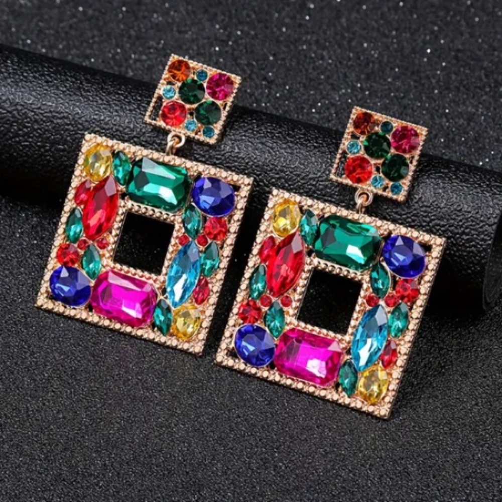 ⭐️NEW⭐️Prism Luxe Rhinestone Earrings •Designer Inspired Vibes Colourful Gift